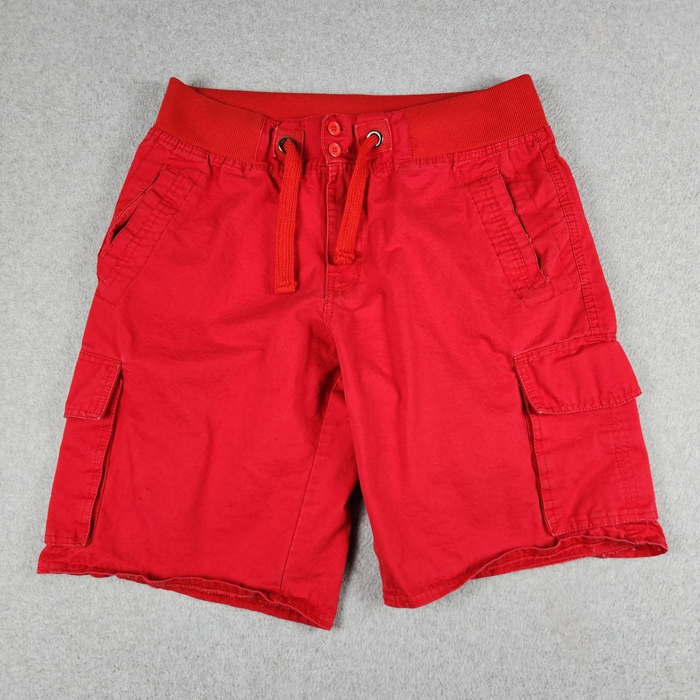 The Image Cargo Shorts Mens XL Red Cotton Utility Relaxed Fit Drawstring Waist